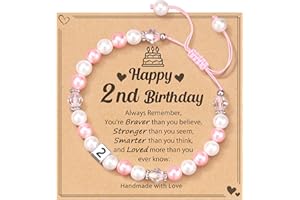 HGDEER 1-8 Year Old Birthday Gifts for Girl, Adjustable Pink White Pearl Bracelet for Daughter Niece Granddaughter Girls