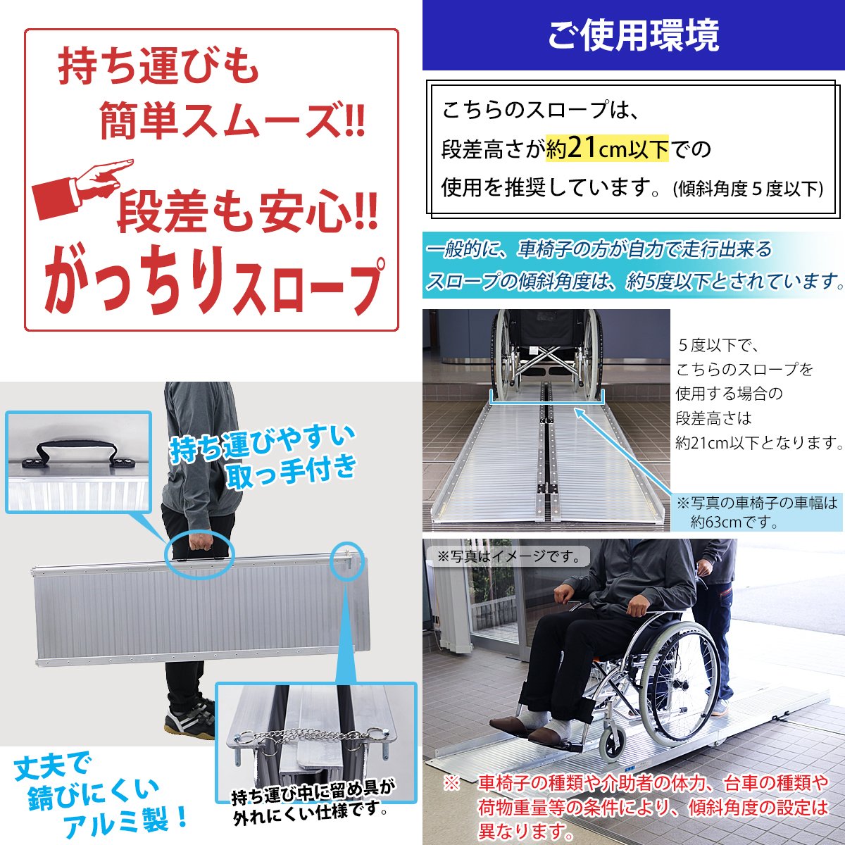 競売 スロープ アルミ バリアフリー 車いす用 車イス用 車椅子用 スロープ 脱輪防止 介護用品 組立不要 完成品 工事不要 耐荷重約270kg 幅約72 5cm スロープ長さ約244cm アルミスロープ 簡易 B07fgg658b R028ft 折りたたみ 折り畳み 台車用スロープ 介護用 スロープ 段差 競売 スロープ アルミ バリアフリー 車いす用 車イス用 車椅子用 スロープ 脱輪防止 介護用品 組立不要 完成品 工事不要 耐荷重約270kg 幅約72 5cm スロープ長さ約244cm アルミスロープ 簡易 B07fgg658b R028ft 折りたたみ 折り畳み 台車用スロープ 介護用 スロープ 段差