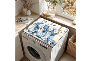 AOHMPT Non-Slip Washer & Dryer Top Cover Mat – Dust-Proof Protector Pad with Multiple Pattern Designs for Laundry Room & Kitchen Decor, Universal 23.6"x19.7" (Ikebana, 23.6"x19.7")