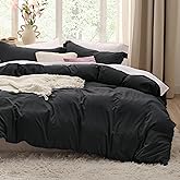 Bedsure Black Duvet Cover King Size - 3 Pieces Prewashed Cotton-Like Polyester Extra Soft Bedding Set, Includes 1 Duvet Cover 104x90 Inches with Zipper Closure & 2 Pillow Shams, Comforter Not Included