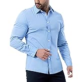 ZAFUL Mens Dress Shirts Slim Fit Button Down Long Sleeve Stretch Collared Shirt Cotton Wrinkle Free Button Up Mens Tops