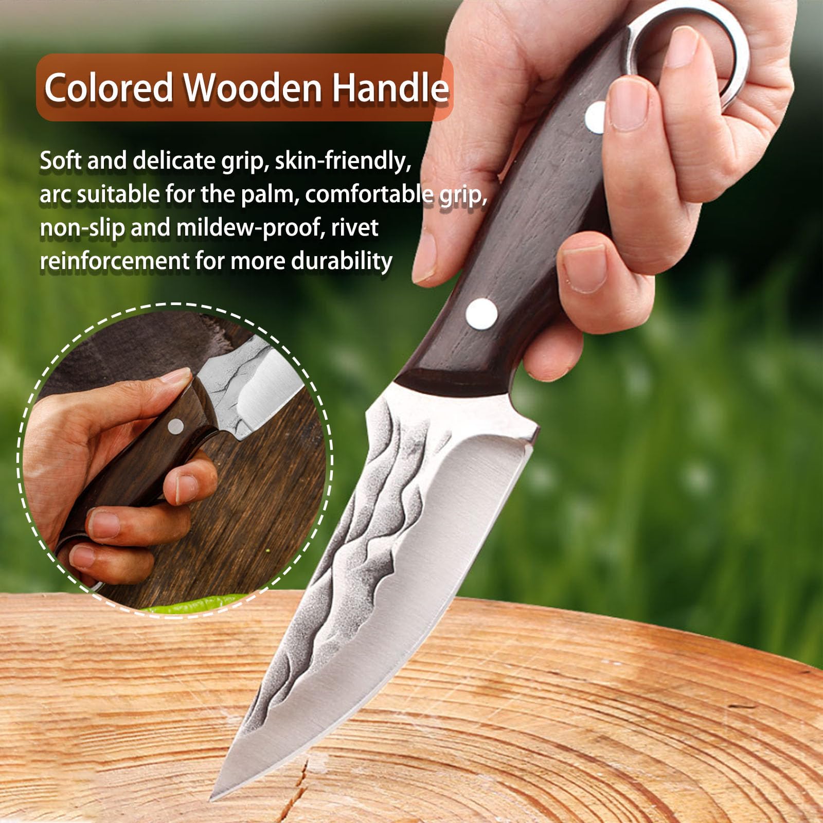 TIANYUE-FONG Fixed Blade Knife with Sheath 8.6 Inch Sharp Blade Full Tang Hunting Knife - Fixed Blade EDC Camping Hiking Hunting Tactical Survival Work Knives for Men - Blet Click