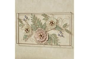 Touch of Class Forever Blooms Openwork Floral Wall Art - Framed - Metal - Painted by Hand Pink Pastel, Cream Blossoms, Metallic Hues - Fluted Flower Petals - Alcohol Ink Fluid Painting