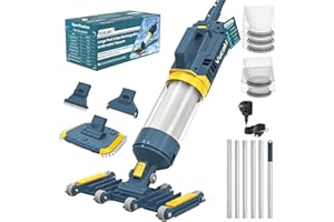 Vucaki 5-in-1 Cordless Pool Vacuum with 10.8FT Telescopic Pole – 14" Wheel Vacuum Head, 18.9GPM Suction, 70Min Runtime, Handh