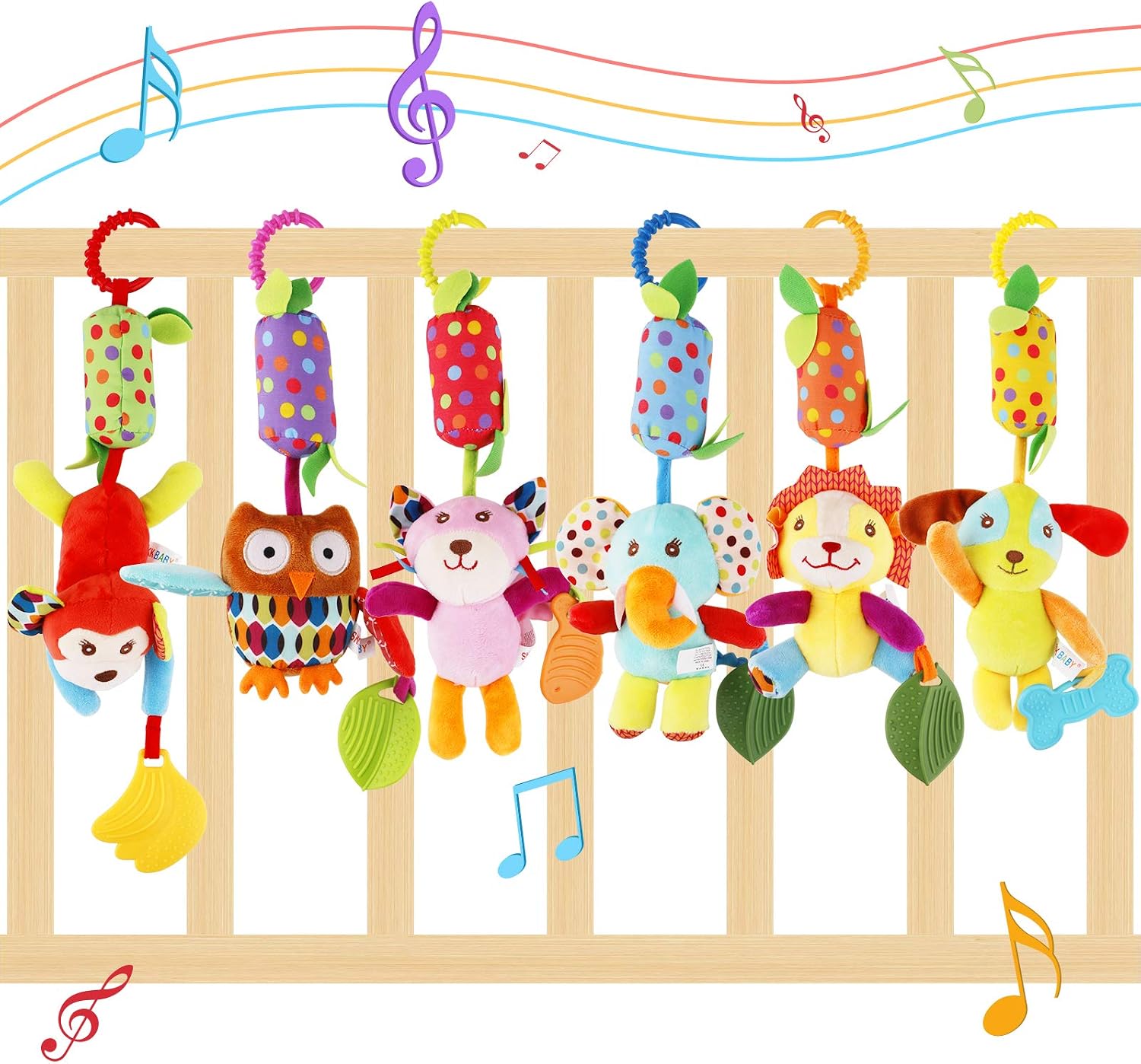 Fancywhoop Jouet Suspendu Pour Poussette Pour Bebe Lot De 6 Hochets Suspendus Pour Landau Jouet Pour Lit De Bebe Jouet Educatif Sensoriel Animal Doux Pour 3 6 9 12 Mois Jouets D Eveil Hochets Alianzagestion Com