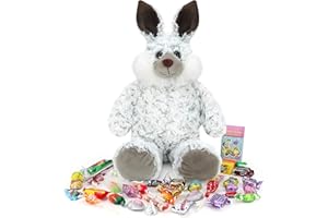 MICHAEL GRACE GIFTS Easter Baskets for Kids - 20” Plush Easter Bunny Filled with Candy, Easter Baskets for Girls | Easter Baskets for Boys (With Bag)