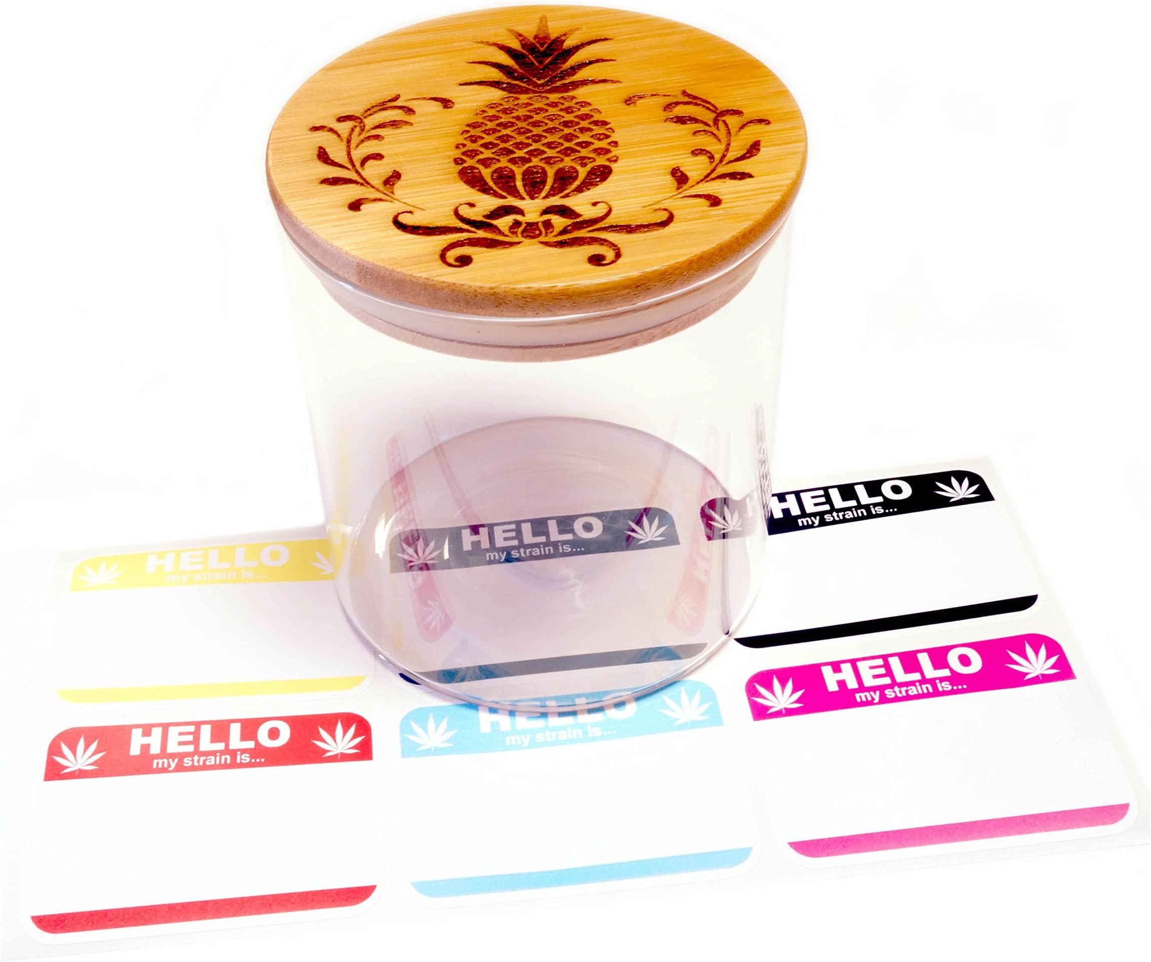 Pineapple Design Bamboo Lid - Jumbo Size Glass Jar Container Storage # JJ101317-3