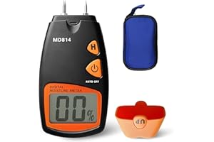 AMTAST Digital Wood Moisture Meter 4 Pin Accurate Moisture Meter for Wood Handheld Lumber Humidity Tester with LCD Display for Lumber Firewood Forestry and Woodworking Applications (Model MD814)
