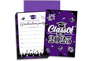 ERWEICET Graduation Party Invitations 36 PCS Purple Invite Cards with Envelopes Announcement Cards for Class of 2025 College University Graduation Celebration