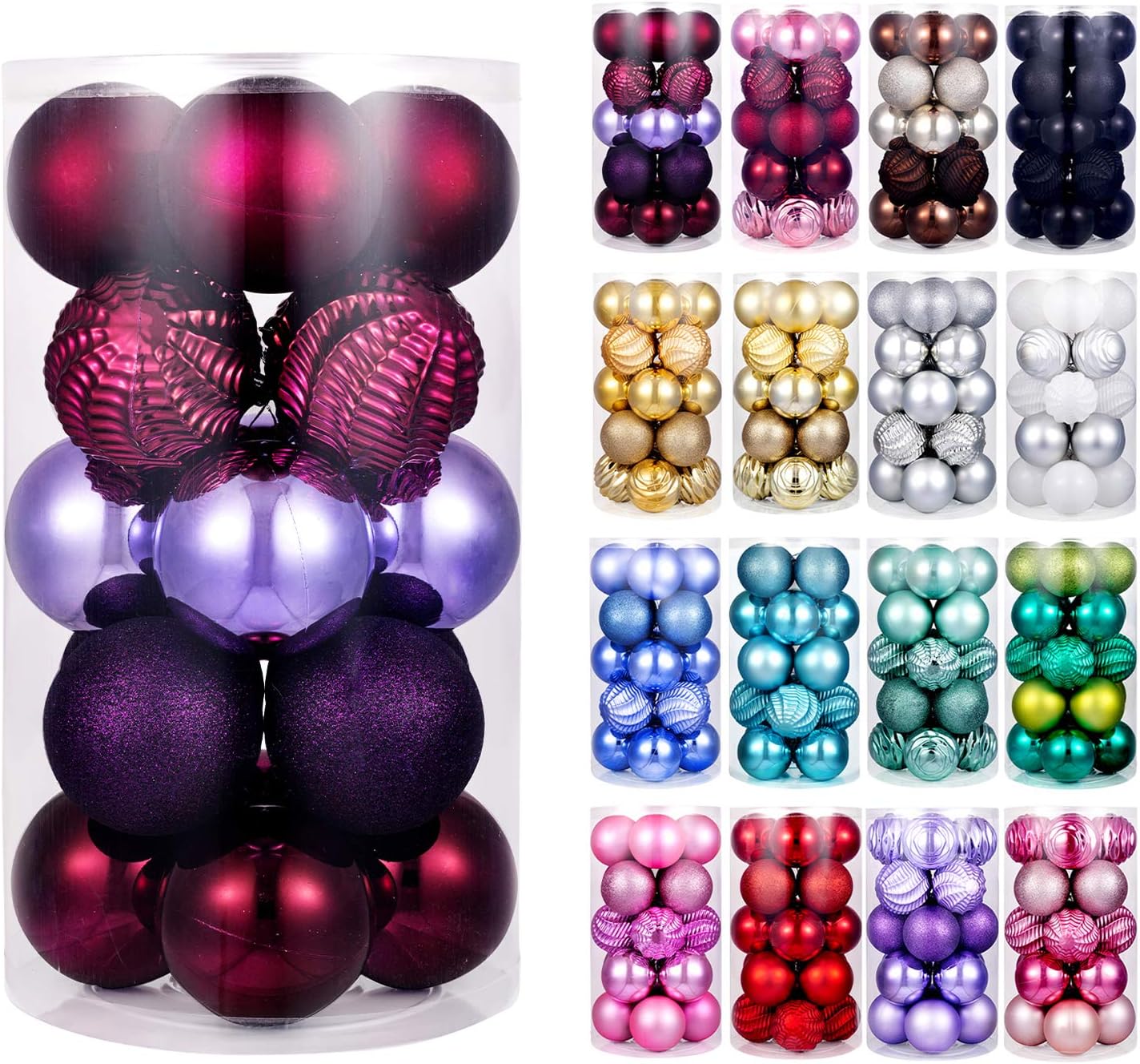 XmasExp16ct Christmas Balls Ornaments - Shatterproof Large Hanging Ball Decorative Xmas Balls for Halloween Decorations Holiday Xmas Tree Decoration(3.15"/80mm, Purple)