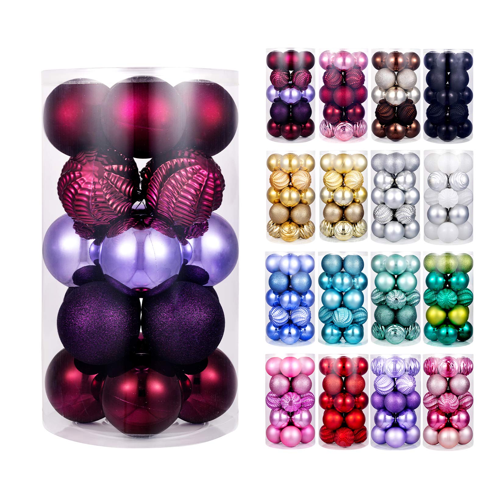 XmasExp16ct Christmas Balls Ornaments - Shatterproof Large Hanging Ball Decorative Xmas Balls for Halloween Decorations Holiday Xmas Tree Decoration(3.15"/80mm, Purple)
