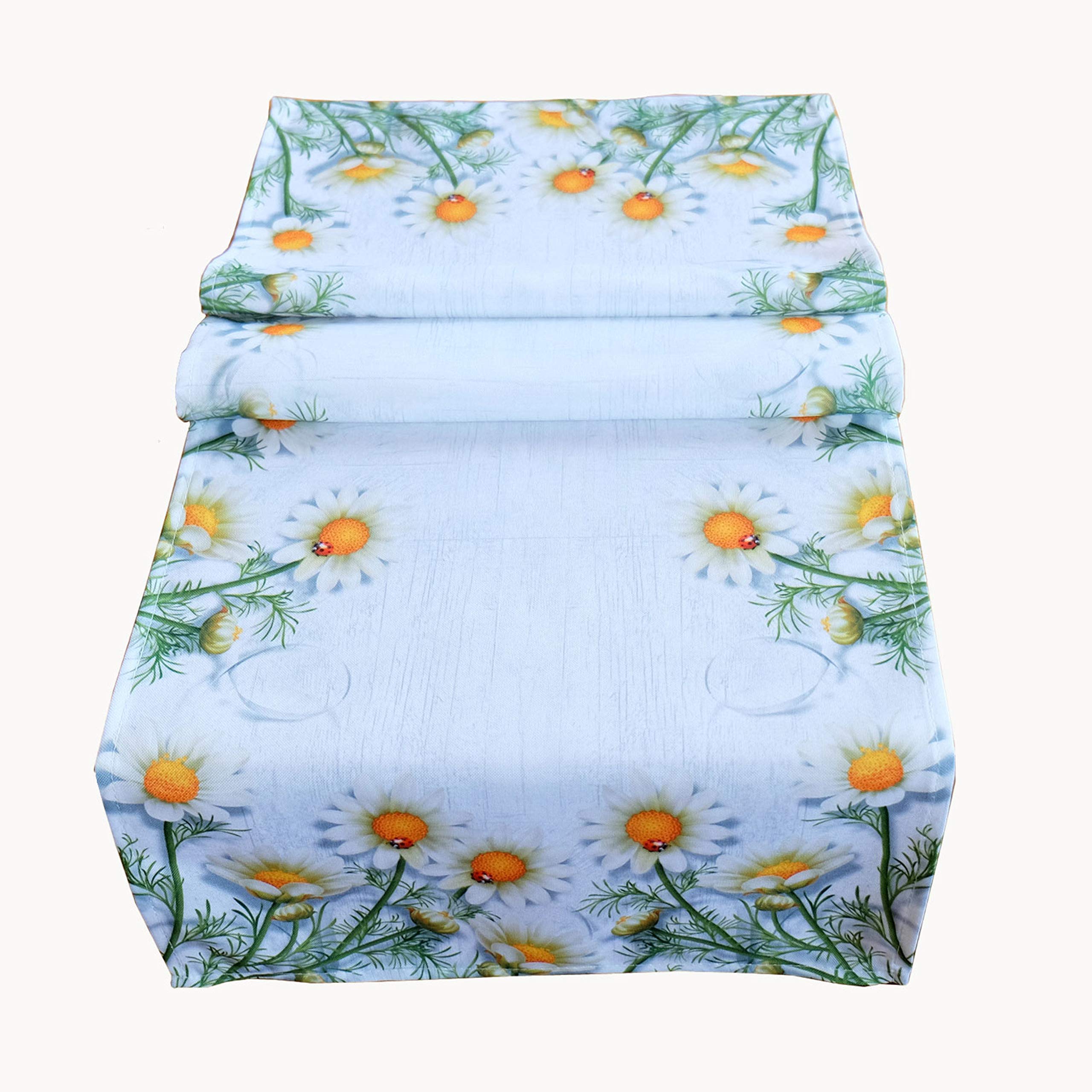 Raebel Tablecloth 85 x 85 cm Summer Decorative Table Decoration Printed Camomile Blossom Daisy White Colourful