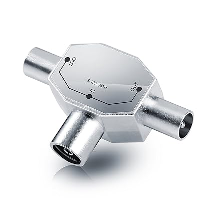 CSL - Antennen-Verteiler 2 Fach | Antennenverteiler voll geschirmt 2-Wege | Zweigeräte-Verteiler für TV T-Adapter | Koax-Kupp