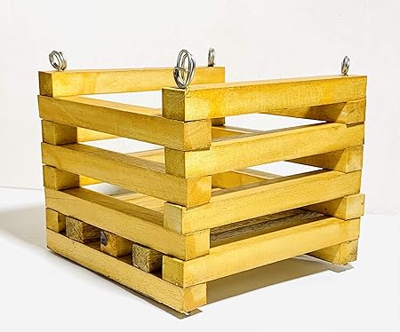 KOO Retails Multipurpose Polished Wooden Hanging Planter for Vanda Orchid Plants Basket/ Stand