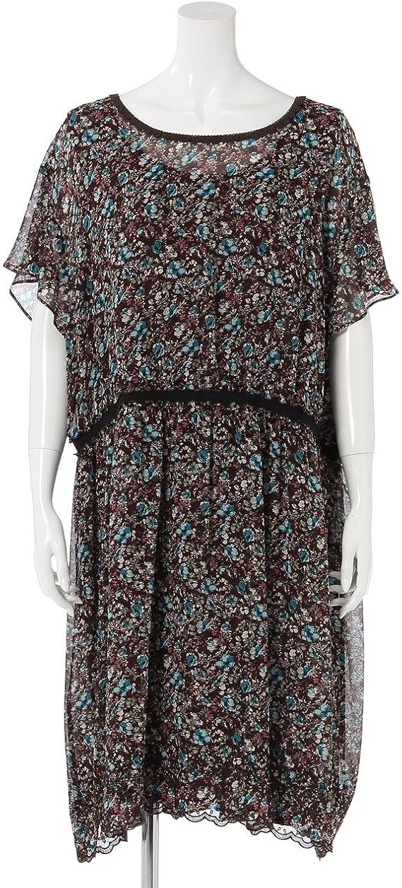 アリスバーリー Aylesbury 刺繍入り小花柄シフォンワンピース ブラウン Ell ワンピース チュニック 通販 Amazon