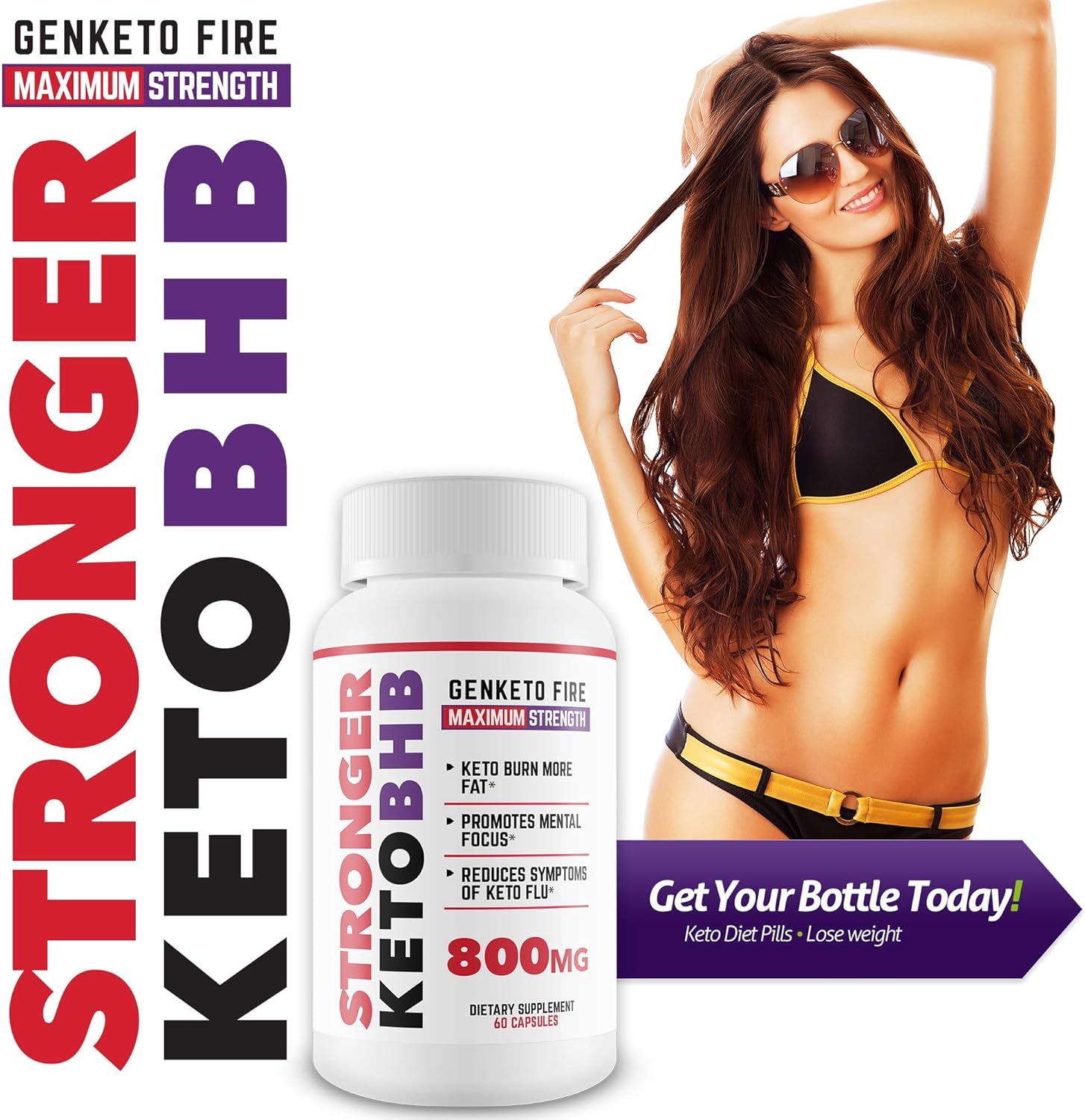 Stronger Keto BHB Weight Loss - Keto Burn More Fat - Enter Ketosis Faster to Start Burning Fat Quicker - Promote Mental Focus - Pure and Potent Strong Keto BHB: Health & Personal Care