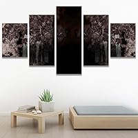 SIGNWIN 5 Panel Canvas Wall Art Modern Art Forest Multicolor Photography Relax/Calm Romantics Scenic for Home Decorations Ready to Hang - 60