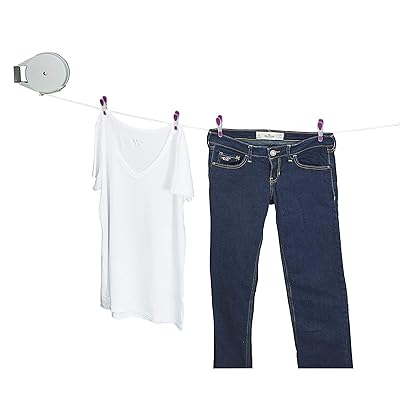 JOOM Corde à linge rétractable - Ligne à vêtements rétractable pour intérieur - Ligne de séchage des vêtements - Doubles lignes à vêtements rétractables pour suspendre les vêtements à l'extérieur avec