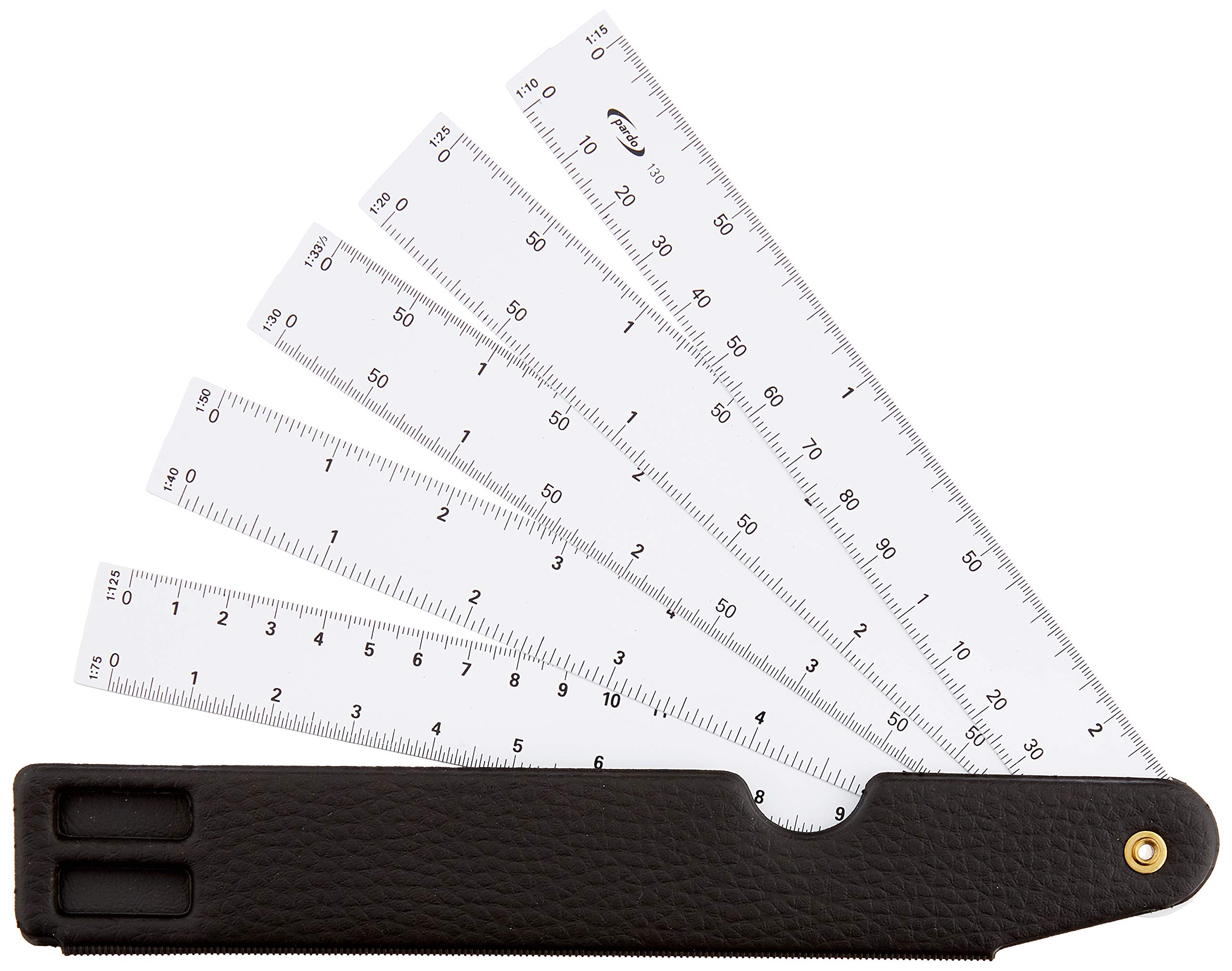 Brown Fan Scale 10 Scales 15 cm with Leather Case