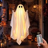 Halloween Decorations Outdoor 5FT Large Hanging Swing Ghost | Timer Remote Lights Strings, Height-Adjustable Swing, Cute Spooky Ghosts Decorations for Tree Porch Yard Garden Lawn