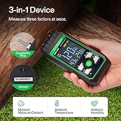 VIVOSUN Wood Moisture Meter, 3-In-1 Pin-Type
