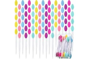 NEWTAY 100 Pieces Lip Scrub Brushes Double Sided Silicone Exfoliating Lip Brush with Container Soft Silicone Face Lips Cleaning Tool Scrubber for Plump Smoother Appearance Multi Colored