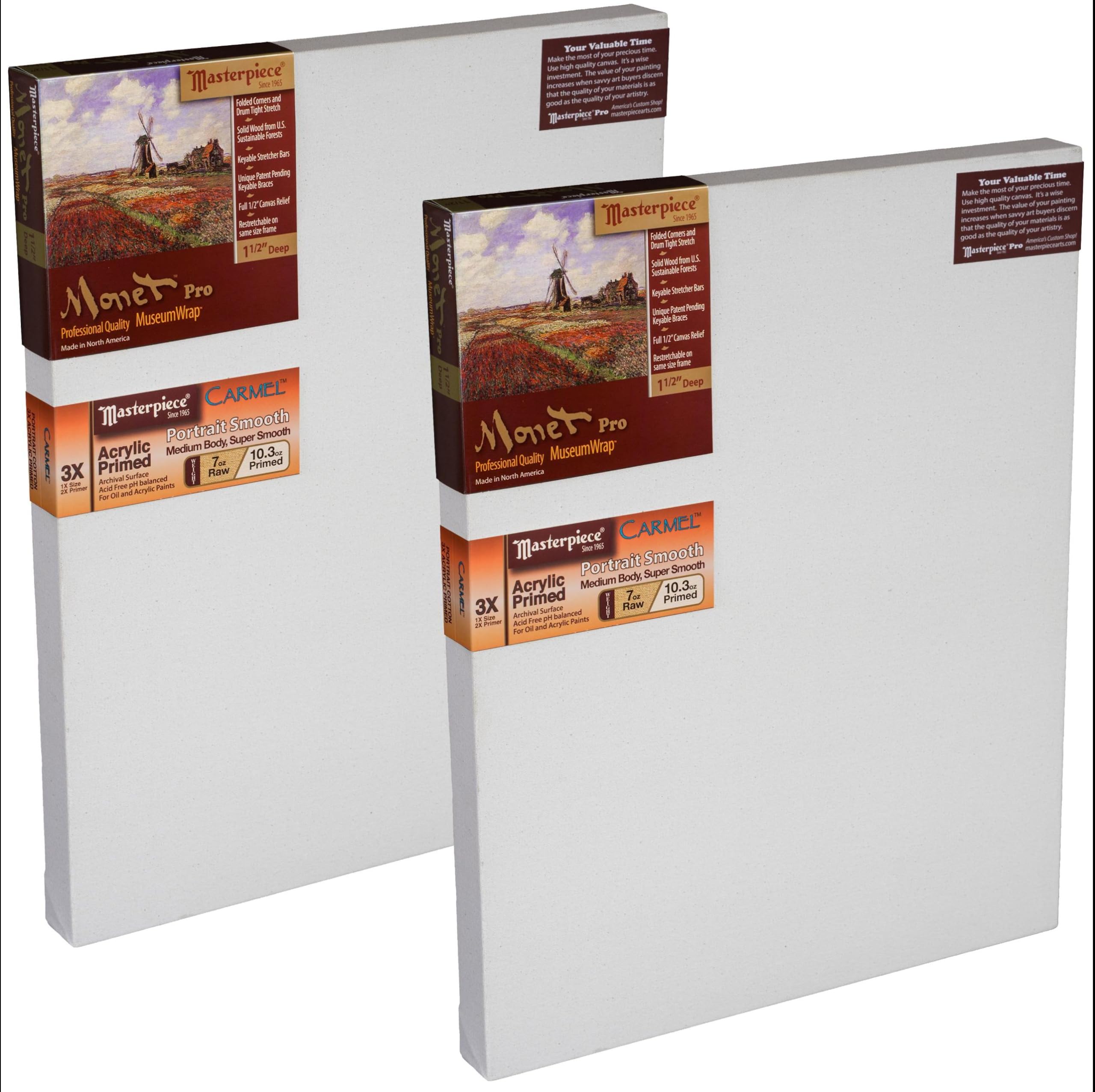 MASTERPIECE Z1MC-4896 Monet Pro 1.5″ Deep Carmel Portrait Smooth 10.3 oz Cotton Stretched Canvas 48″ x 96″ White