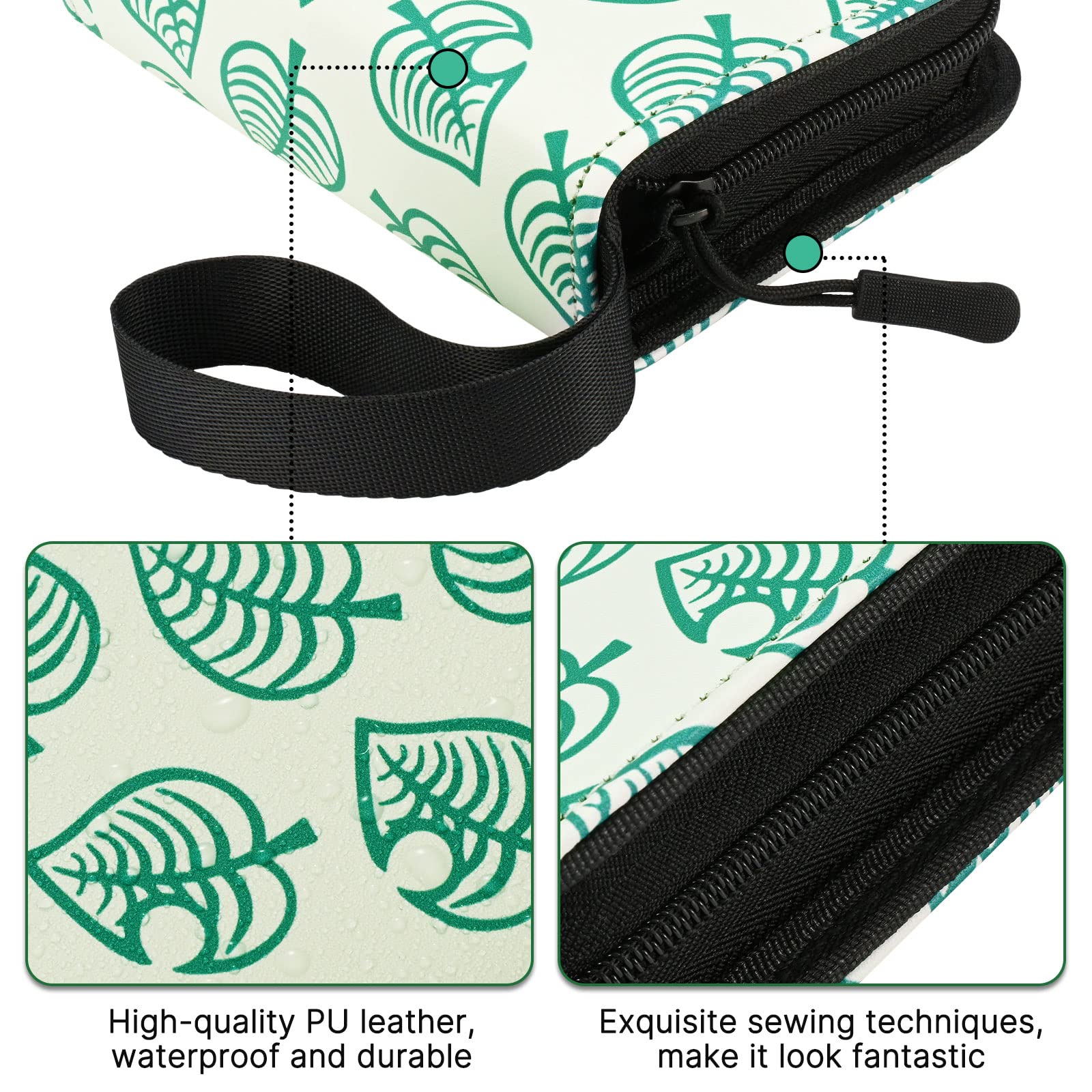 80 Pockets Binder Holder for Animal Crossing Amiibo Cards, Fits 80 Pcs 2.5 x 3.8-Inches Cards with 40 Removable Sleeves (Leaf, Full-Size Binder)