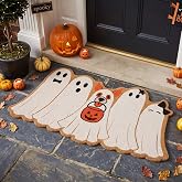 Halloween Ghost Welcome Doormat Ghost Shape Decor Coir Door Mat, Dog | Front Door Ghost Floor Mat, Nonslip Outdoor Indoor Entrance Door Mat, Halloween Front Porch Entryway Decor, 16