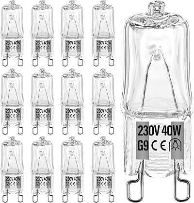 hautllaif 12Pcs G9 Halogen Bulbs 40W 230V 2700K Warm White