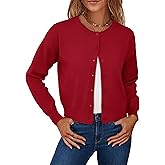 Warmrole Cropped Cardigan Sweaters Long Sleeve Button Down Knit Sweater for Women