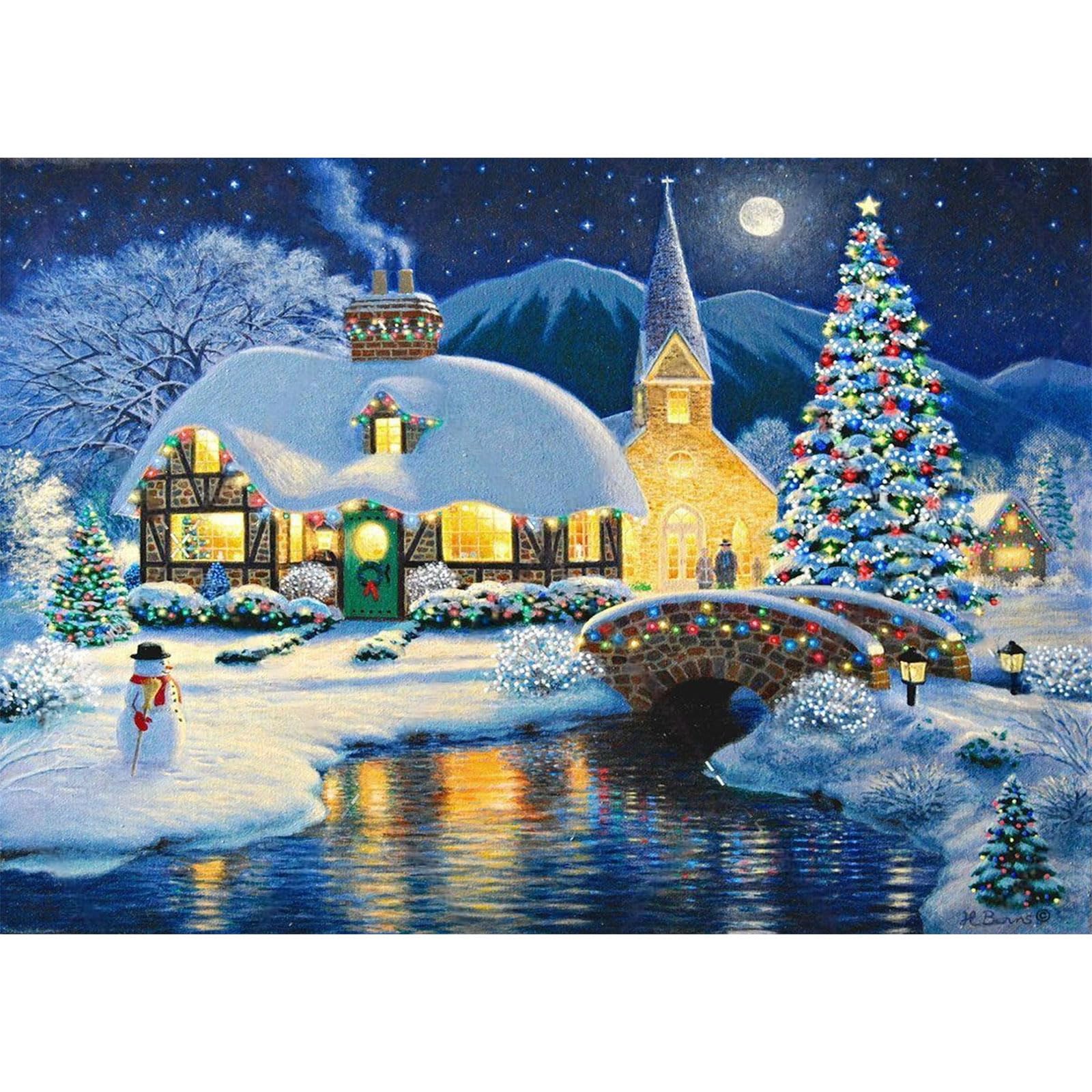 RICUVED Christmas Diamond Painting Kits for Adults Beginner,5D Diamond Painting Christmas Tree DIY Full Drill Diamond Painting Kits Winter Diamond Art Kits for Home Wall Decor Gifts (30X40cm)