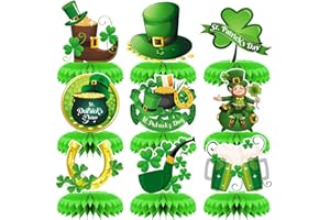 Adeyoo 9Pcs St Patricks Day Table Decorations, Green St. Patrick's Day Honeycomb Centerpieces 3D St Patricks Day Decorations for Table Irish Shamrock Centerpiece for St Patricks Day Party Supplies
