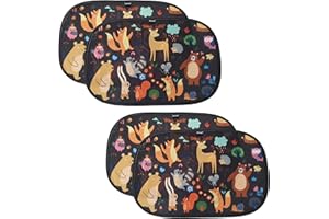 ENOVOE Window Sun Shade for Baby - Sun Blocker Cover and Visor for Car Side Windows - Shield Protector - Sunshades for Rear Windows - Cartoon Animal Design (2 Pack) 19"x12"