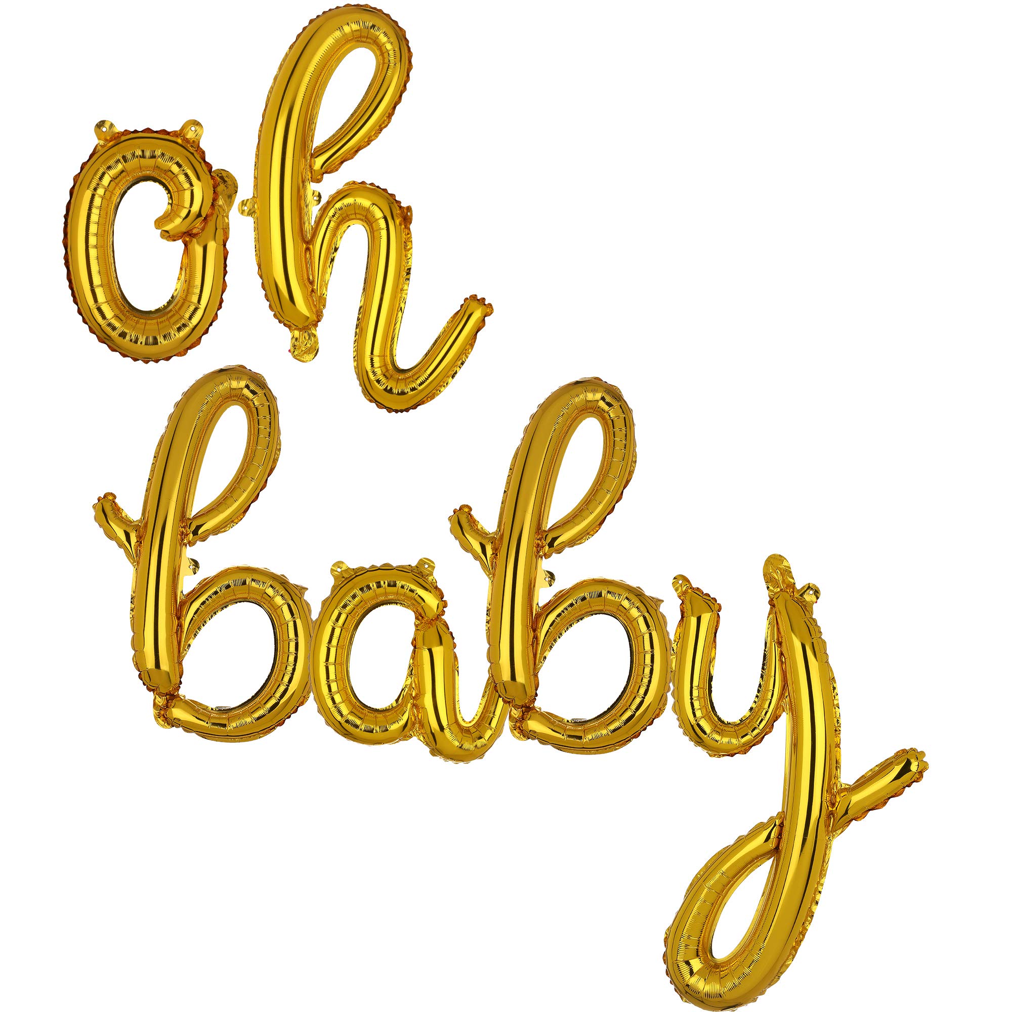 16 Inch Gold Balloon for Oh Baby Letter Cursive Foil Mylar Banner Birthdays Party Decorations Supplies Small
