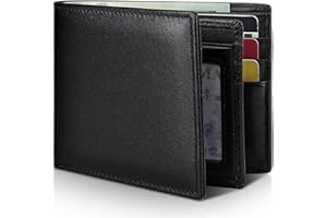 Artpaxy Mens Wallet Genuine Leather Bifold RFID Blocking Wallet for Men with 1 ID Window 13 Card Holders 2 cash pockets 1 Gift Box
