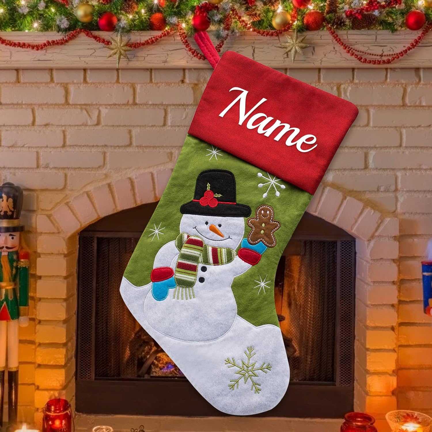 Stockings & Holders - VPkiirai Personalized Christmas Stockings Set of 1 Custom Christmas Stockings with Name Family Ornament for Xmas Holiday Decoration