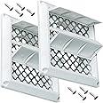 [UPGRADED] 2 PACKS Ultra Durable Louvered Outdoor Dryer Vent Cover for 4" Opening Hood Duct by BlueStars - Outdoor White Exha