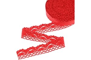 AIETSYEI Red Lace Ribbon Cotton Lace Trim Crochet Sewing Lace for Gift Package Wrapping, Scrapbooking Supplies