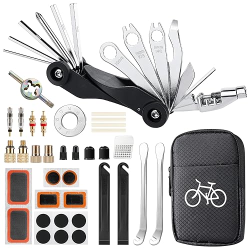 Wothfav Bike Tool Kit, 17 in 1 Multifunction Bike Tools & Equipment, Bike Repair Kit, Puncture Repair Kit, Bicycle Tire Patch Kit for Mountain Bike Road Bikes