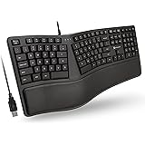X9 Performance Ergonomic Keyboard Wired with Cushioned Wrist Rest - Type Comfortably Longer - USB Wired Keyboard for Laptop w