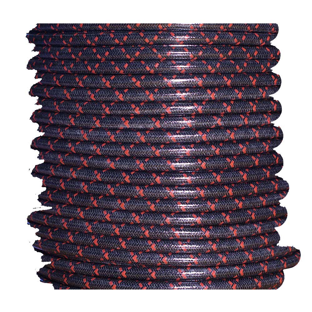Cloth Braided Spark Plug Wire Black with Red Tracers 5