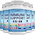 NEW AGE 8 in 1 Immune Support Booster Supplement with Echinacea, Vitamin C and Zinc 50mg, Vitamin D 5000 IU, Turmeric Curcumin & Ginger, B6, Elderberry (8 in 1 Capsules (Pack of 5))