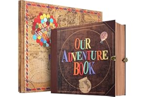 PULAISEN Our Adventure Book Scrapbook Photo Album Travel Journal Book,Retro Style Embossed Cover,Photo Book Kit,Memory Book,Travel Diary