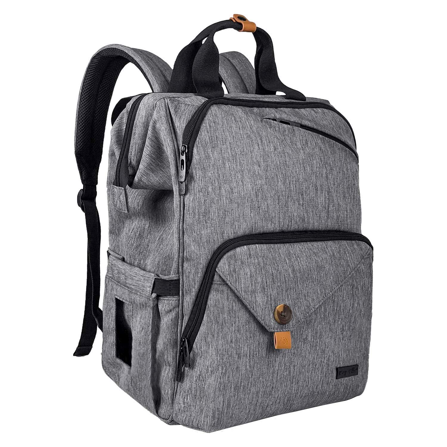 Photo 1 of Hap Tim Diaper Bag Backpack,Large Capacity Travel Back Pack Maternity Baby Nappy Changing Bags, Double Compartments with Stroller Straps,Waterproof,Grey (US7340-G)