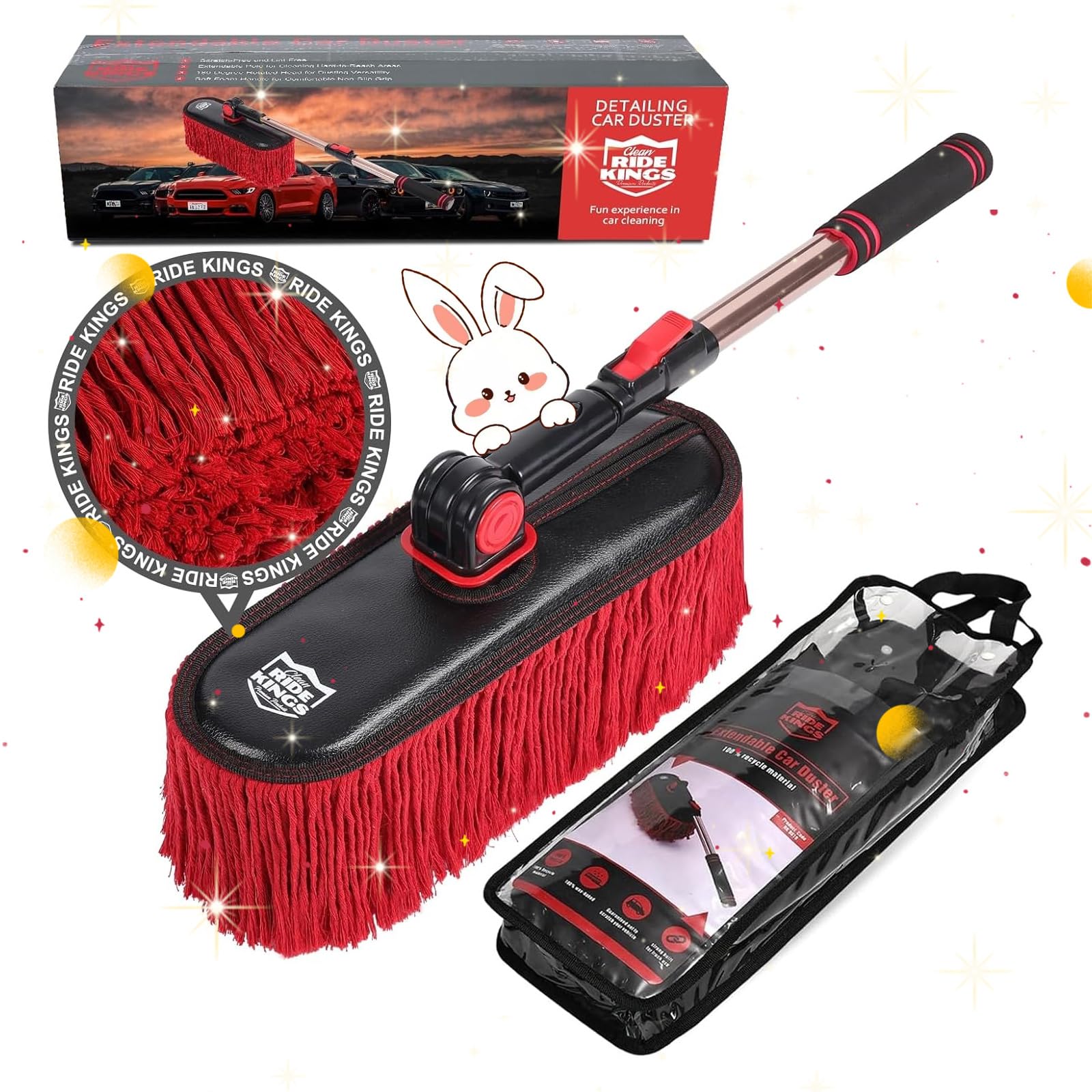 Photo 1 of RIDE KINGS Car Duster Exterior Scratch Free with Extendable Handle,Wax Cotton Hair Car Brush Kit, Auto Detailing Brush for SUV,RV,Truck and Motorcycle,No Lint?Gifts for Men Women