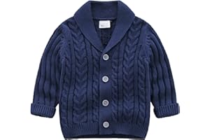 Feidoog Infant Baby Boys Cardigan Crochet Sweater V-Neck，Toddler Knit Button up Knitted Pattern Pullover Sweatshirt