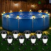 Niuyhe 8 Pcs Solar Pool Lights for Above Ground Pools | IP65 Waterproof LED Solar Charging and Auto Lights at Night, Essential Accessory for Summer Backyard Fence