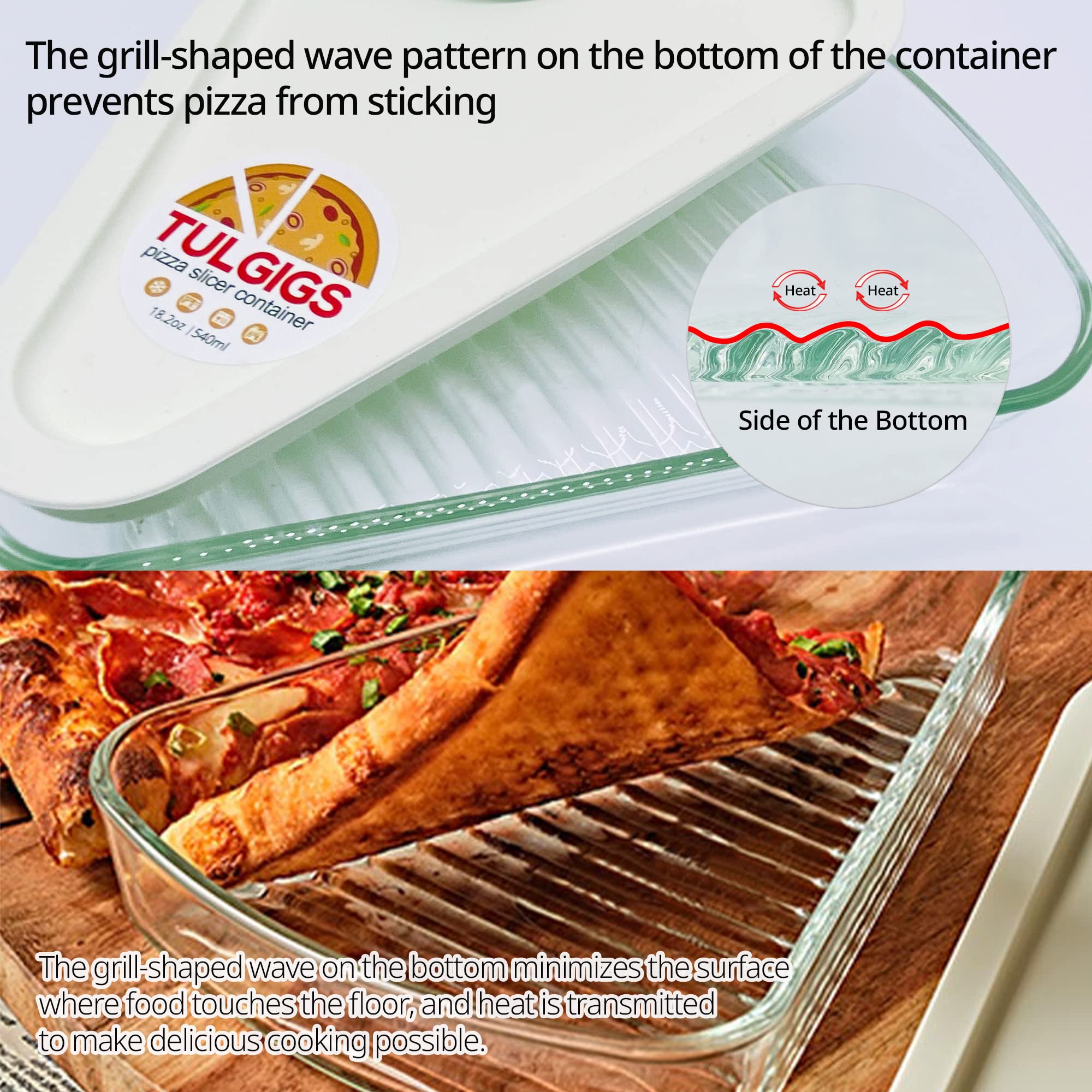 Reusable Pizza Slice Container Storage, Tray and Saver to Organize & Save Space with BPA-Free Microwavable Heat & Shock Resistant Tempered Glass Material,Eco-friendly Silicone Material Lid (2)