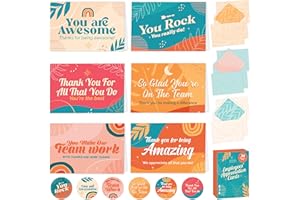 Decorably 24 Pack 6x4in Appreciation Cards for Employees with Envelopes and Stickers, 6 Retro Designs Staff Appreciation Card